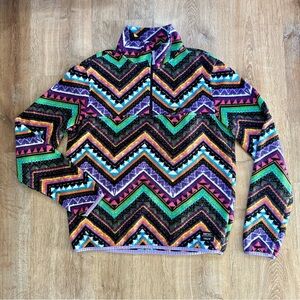 WESC Unisex Aztec Pattern 80’s Inspired 1/4 Zip Fleece Mens Large Womens XL